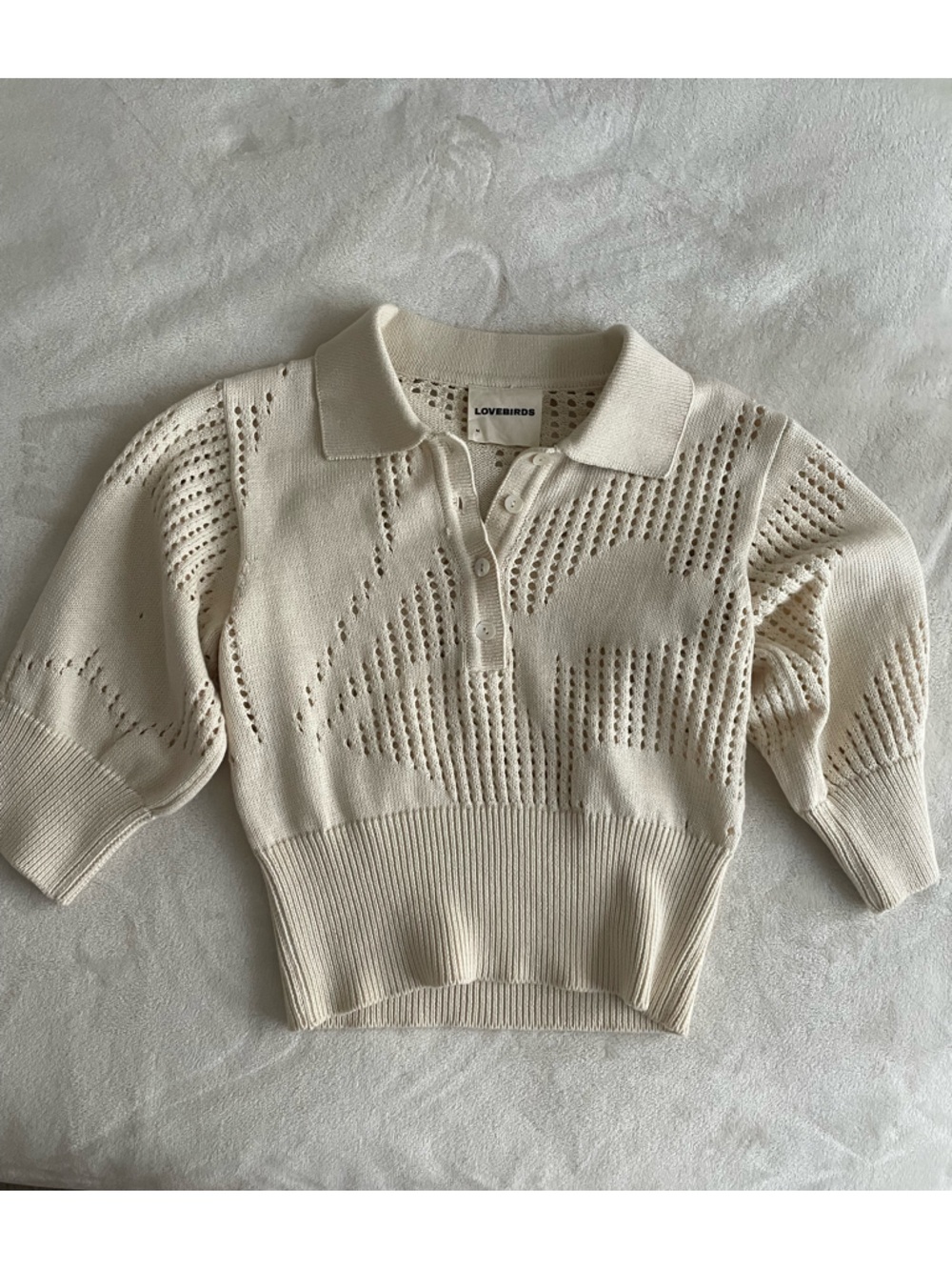Cream Openwork Polo Sweater from Lovebirds